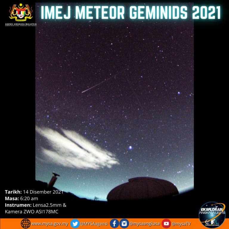 Imej Hujan Meteor Geminids 2021