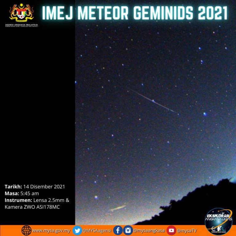Imej Hujan Meteor Geminids 2021