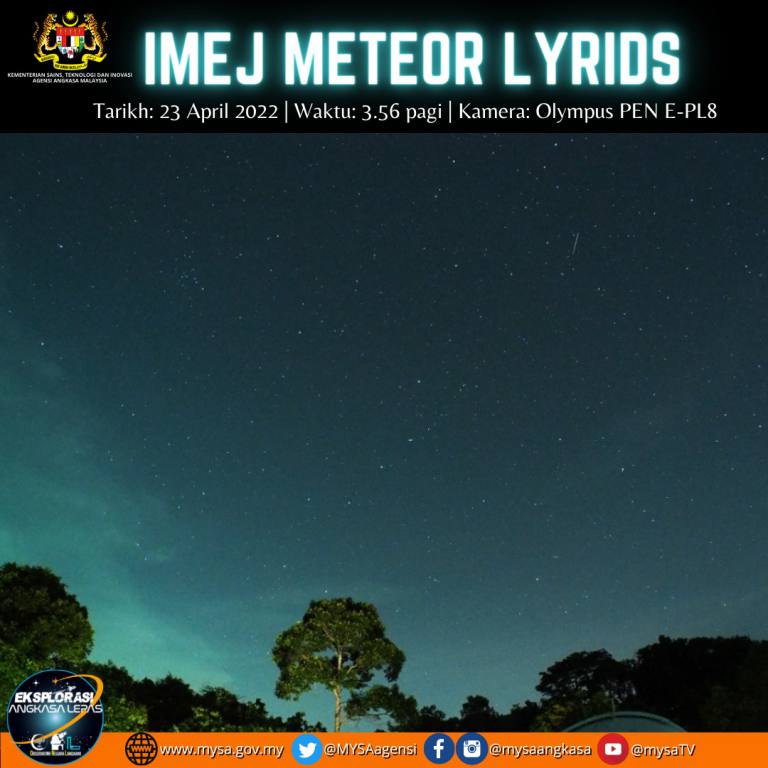 Imej Meteor Lyrids 23 April 2022