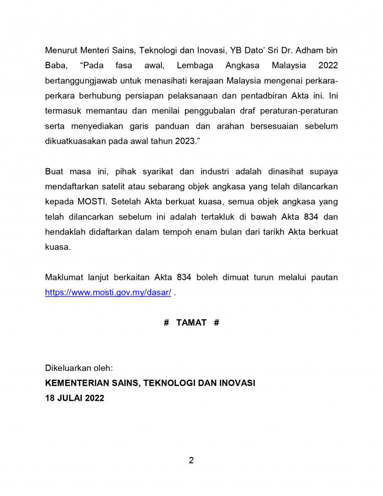 penubuhan lembaga angkasa malaysia interim