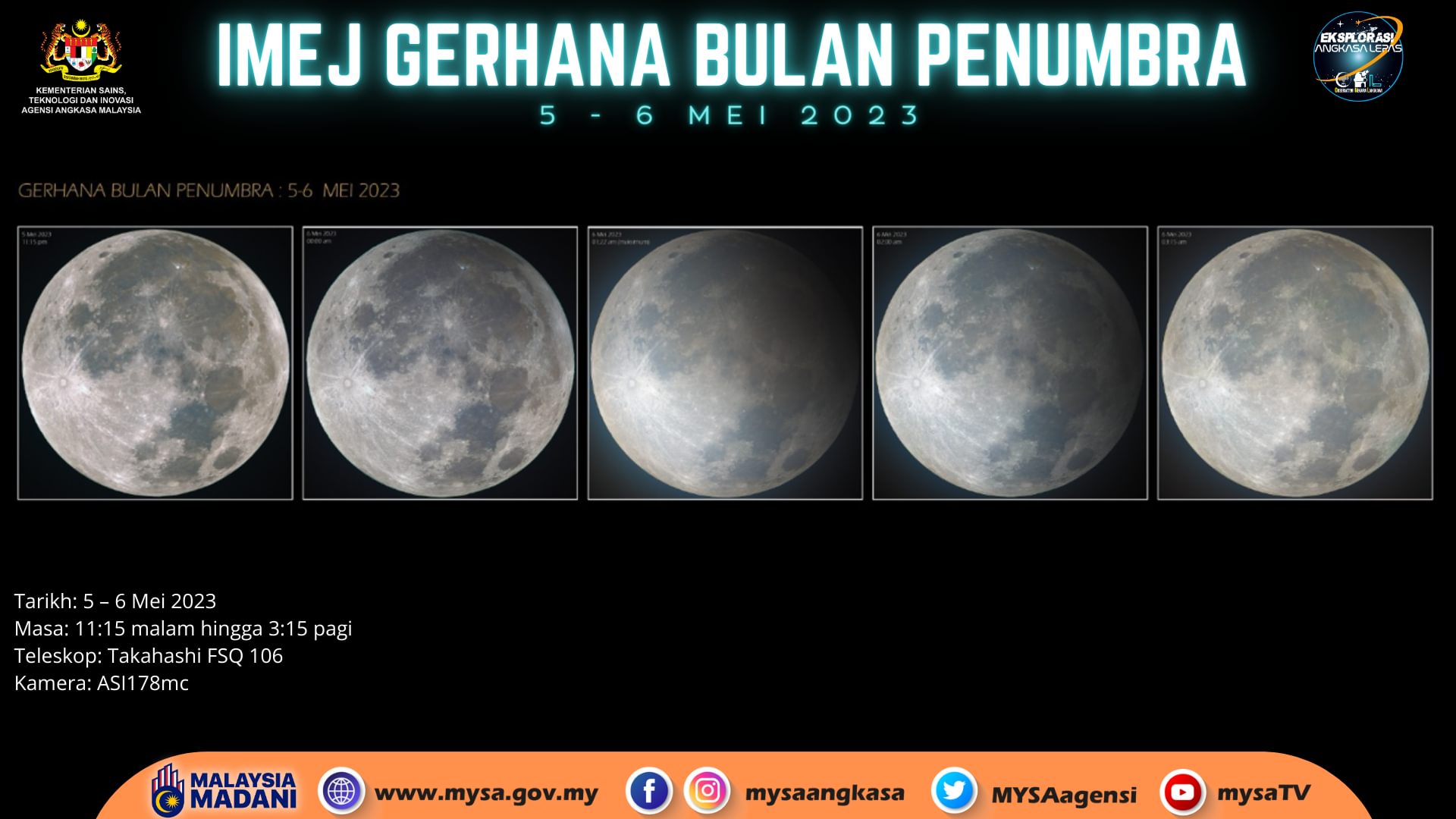 Imej Gerhana Bulan Penumbra 5 Mei 2023