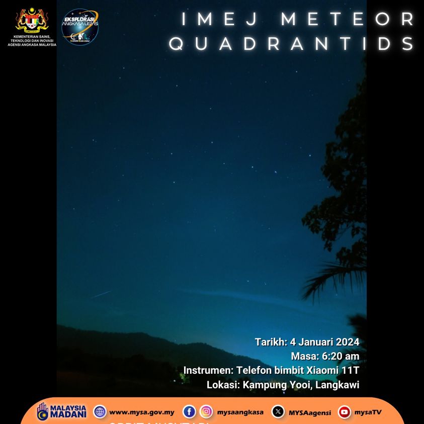 Imej Meteor Quadrantids pada 4 Januari 2024