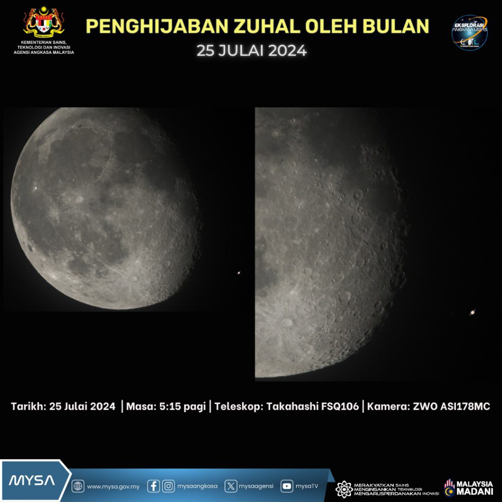 TM Imej Penghijaban Zuhal oleh Bulan yang dirakam oleh ONL Pada 25 Julai 2024