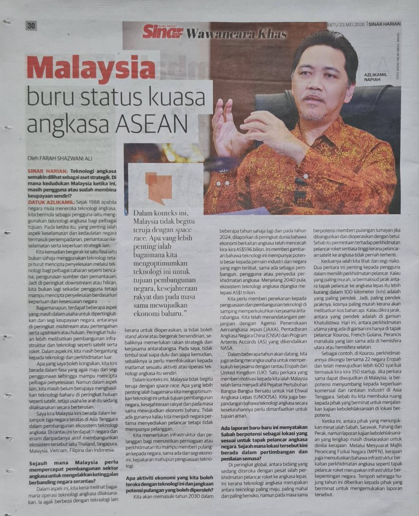 SINAR WAWANCARA KHAS - MISI EKONOMI ANGKASA | 23 MEI 2026