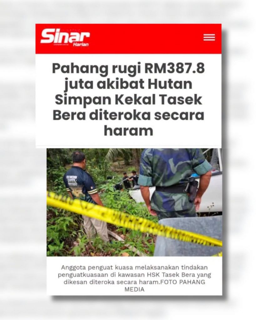 MYSA @ BERITA: PAHANG RUGI RM387.8 JUTA AKIBAT HUTAN SIMPAN KEKAL TASEK BERA DITEROKA SECARA HARAM| SINAR HARIAN | 24 SEPTEMBER 2026
